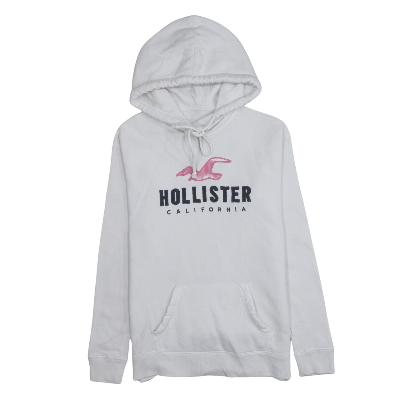 Hollister Womens White Pullover Hoodie Small Logo Print Casual