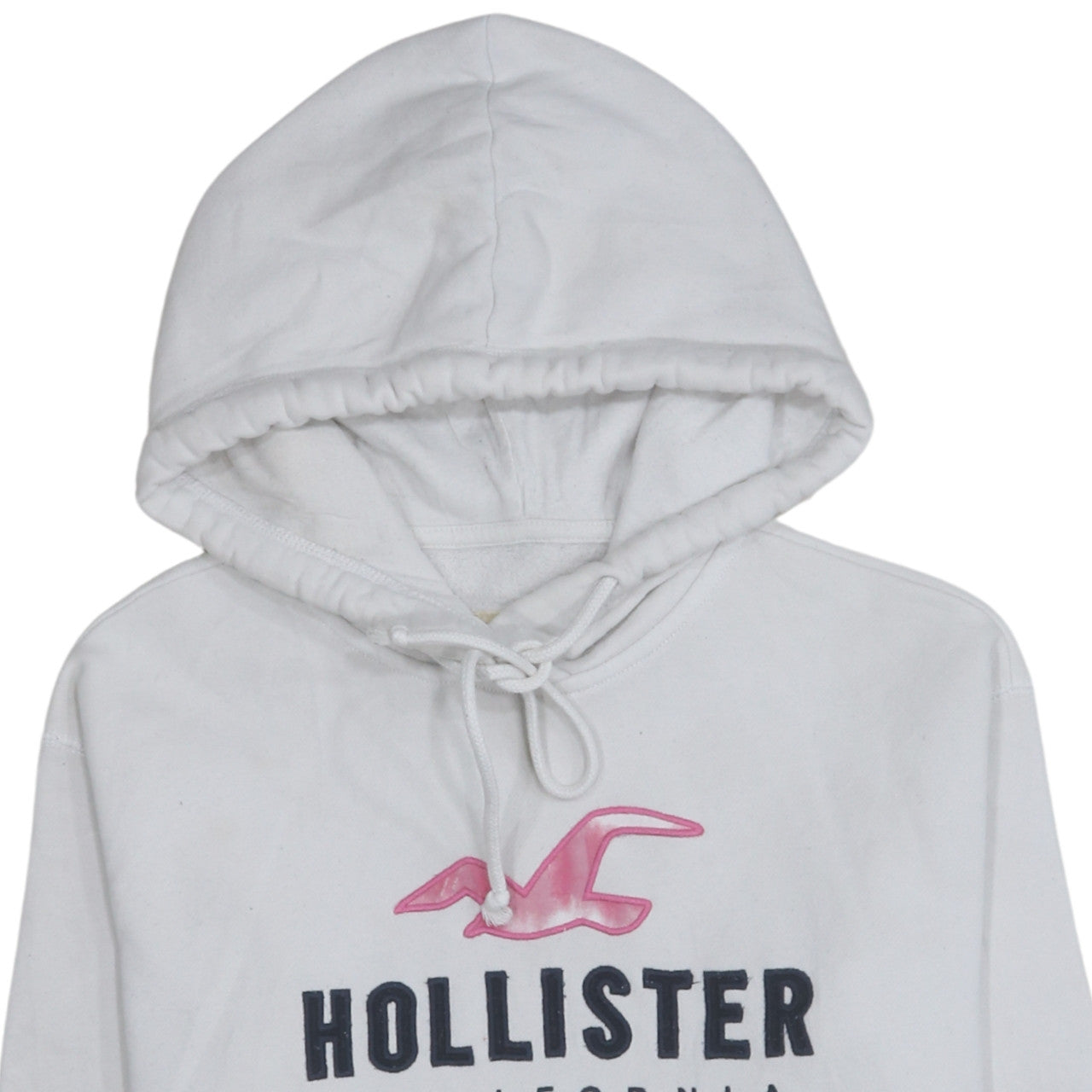 Hollister Womens White Pullover Hoodie Small Logo Print Casual