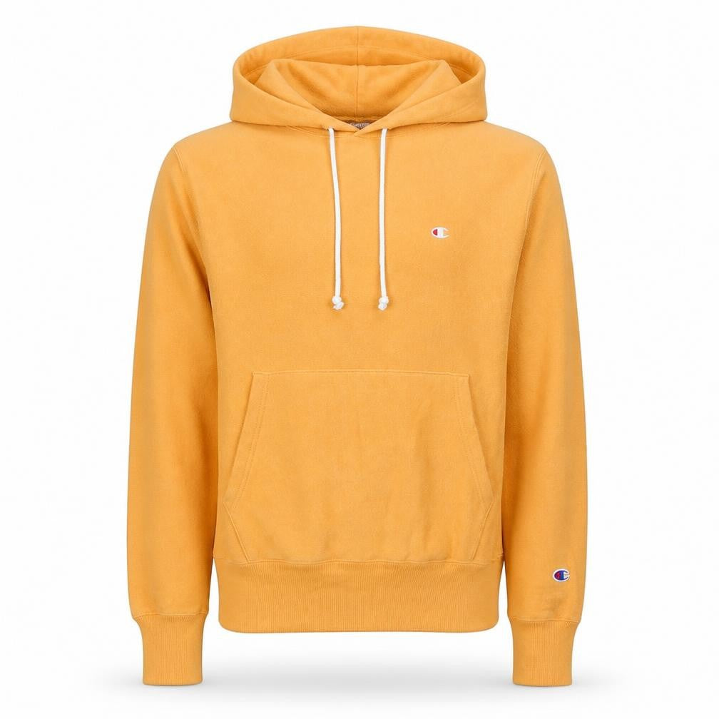 Champion Men's Yellow Reverse Weave Pullover Hoodie Small