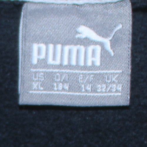 Puma Boys Black Pullover Hoodie XL (164) Graphic Logo Sweatshirt
