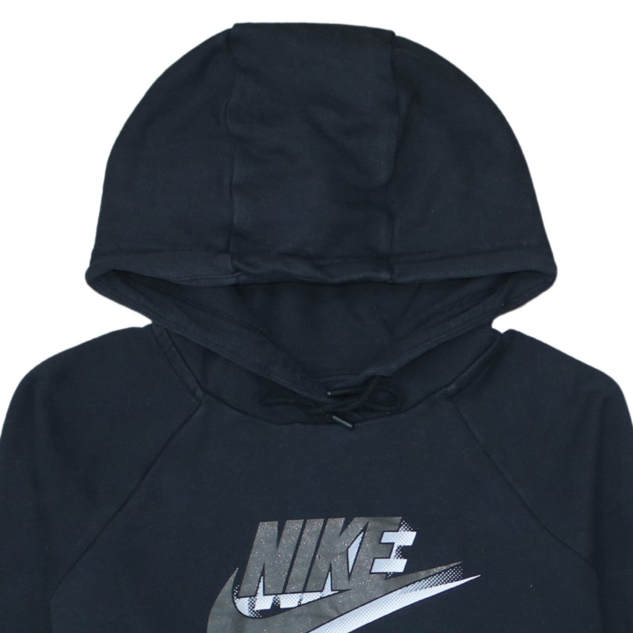 Nike Womens Black Pullover Hoodie Medium Graphic Logo Sweatshirt