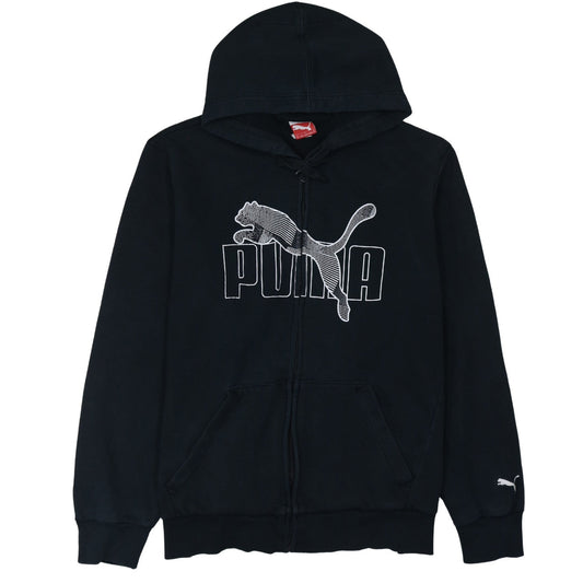 Puma Men's Black XL Full Zip Hoodie with Logo Print