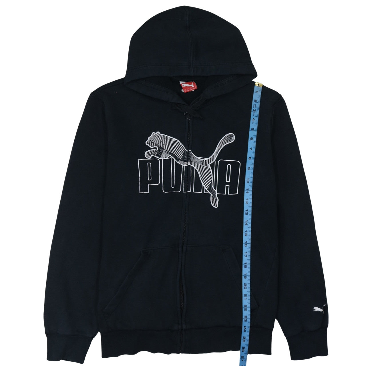 Puma Men's Black XL Full Zip Hoodie with Logo Print