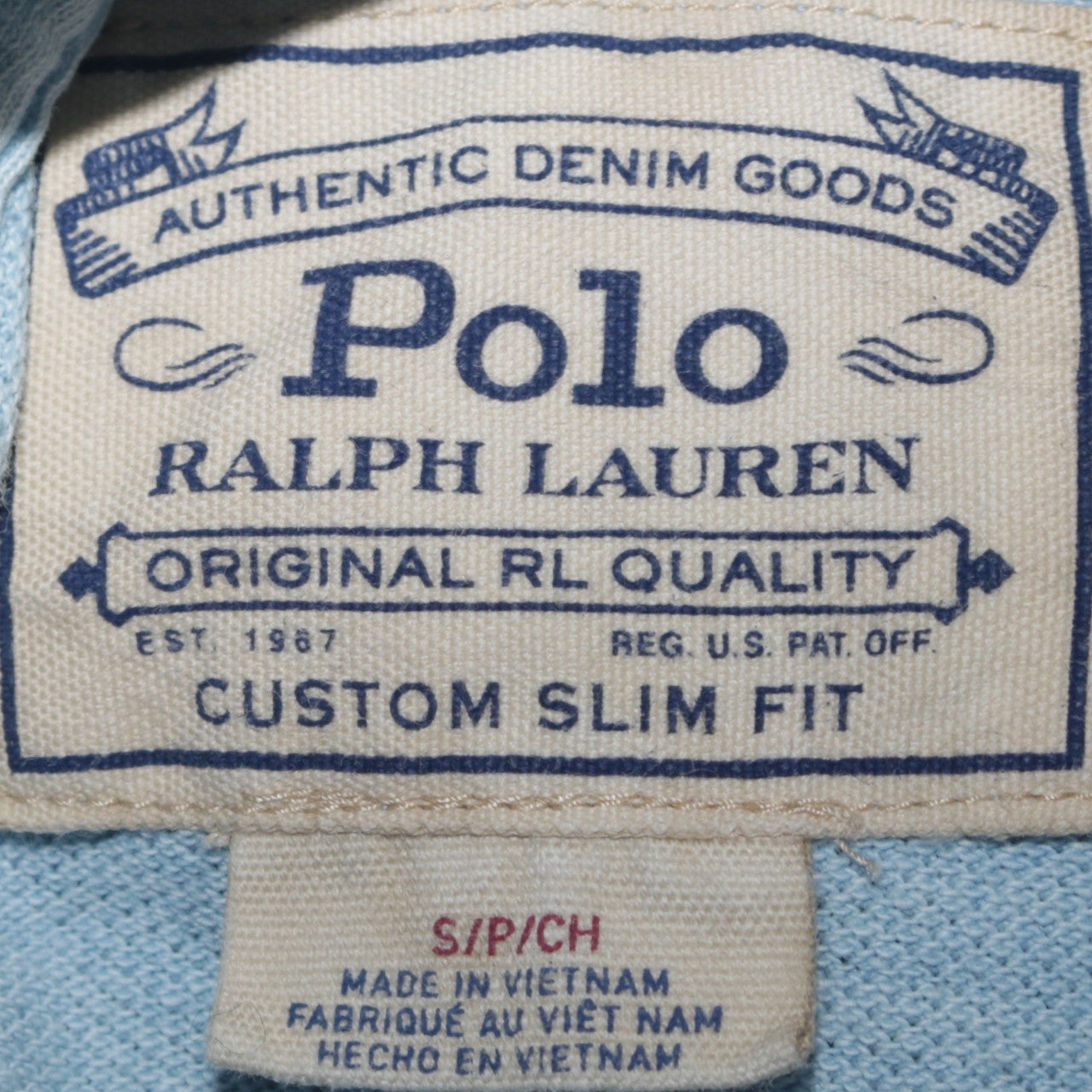 Ralph Lauren Men’s Blue Custom Slim Fit Cotton Polo Shirt Size S