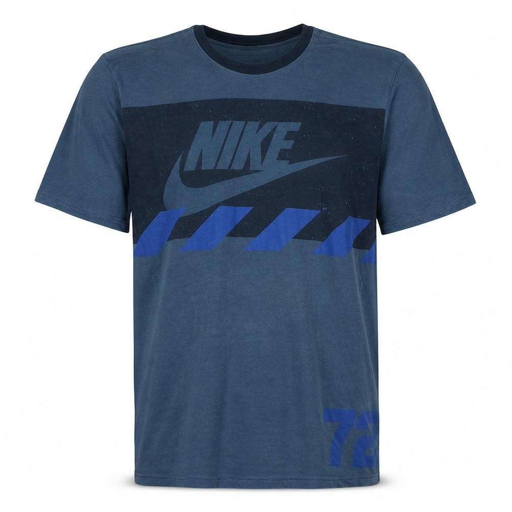 Nike Men's Blue Graphic Print Crew Neck Athletic T-Shirt Medium