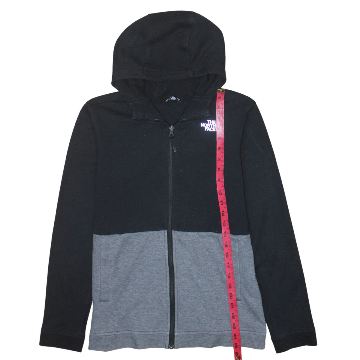 The North Face Boys Black Grey Full Zip Hoodie XL Cotton Blend Casual