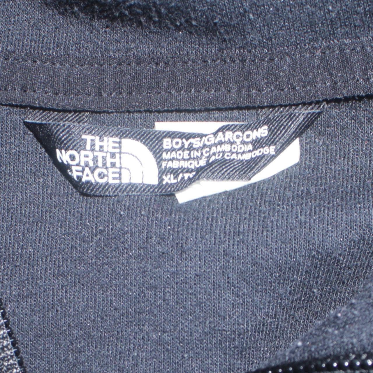The North Face Boys Black Grey Full Zip Hoodie XL Cotton Blend Casual