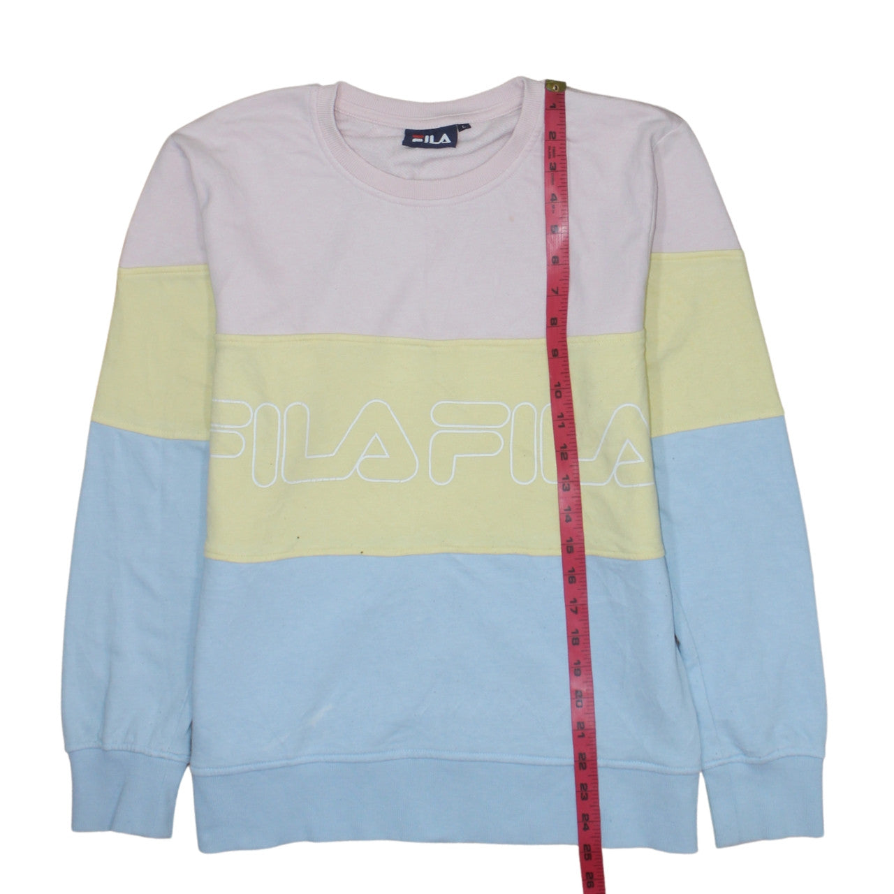FILA Women Pastel Colourblock Crew Neck Pullover Sweatshirt L