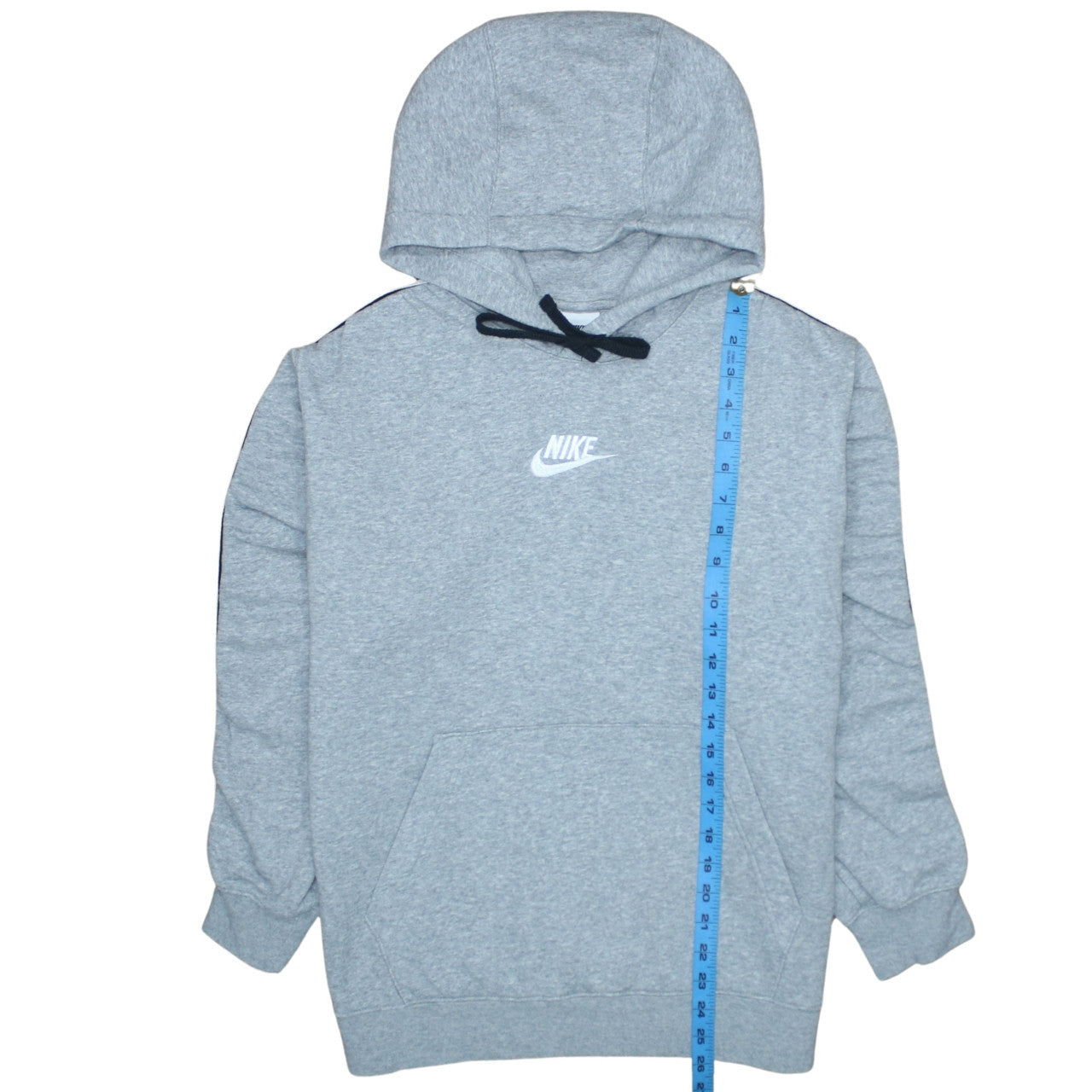 Nike Women's Grey Pullover Hoodie Medium Logo Tape Sleeve