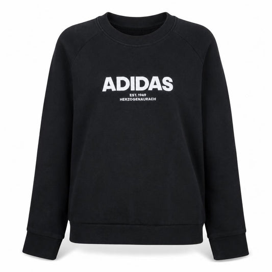Adidas Womens Black Sweatshirt Size 12-14 Pullover Logo Crew Neck