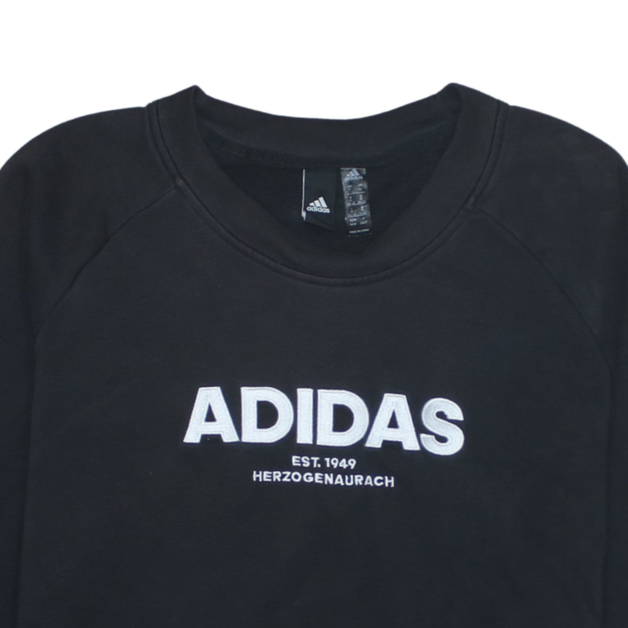Adidas Womens Black Sweatshirt Size 12-14 Pullover Logo Crew Neck