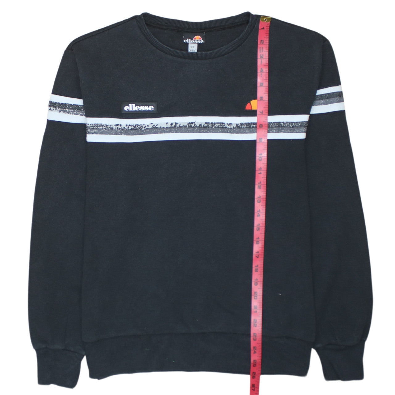 Ellesse Men's Black L Pullover Sweatshirt Logo Crew Neck