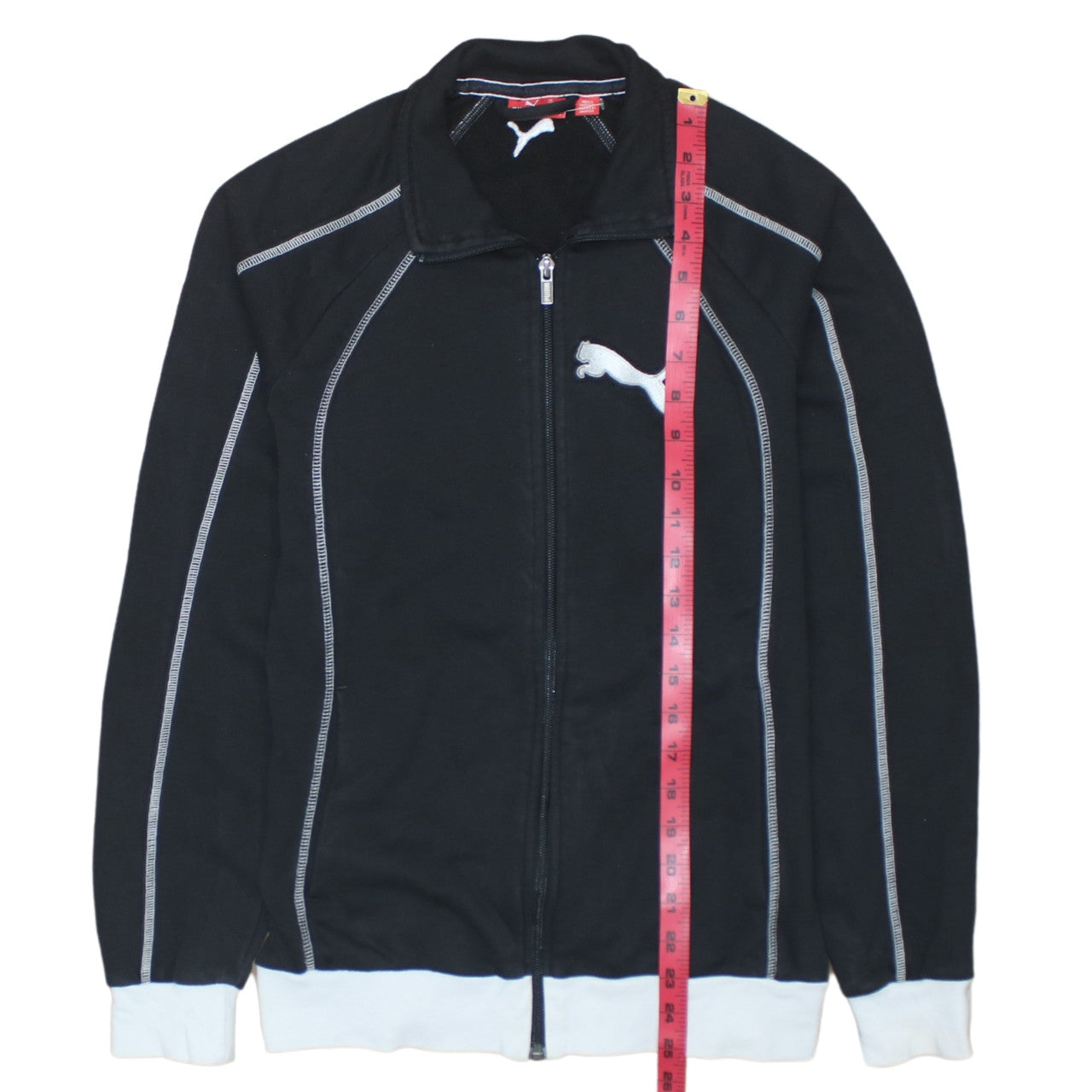 Puma Womens Black Size 12 Track Jacket Full Zip Cotton Blend Sports Top