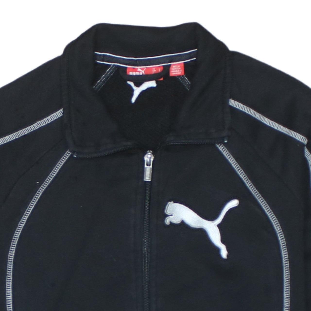Puma Womens Black Size 12 Track Jacket Full Zip Cotton Blend Sports Top