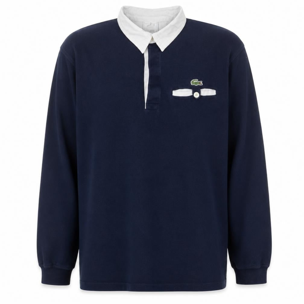 Lacoste Men’s Blue Long Sleeve Collared Cotton Polo Shirt M