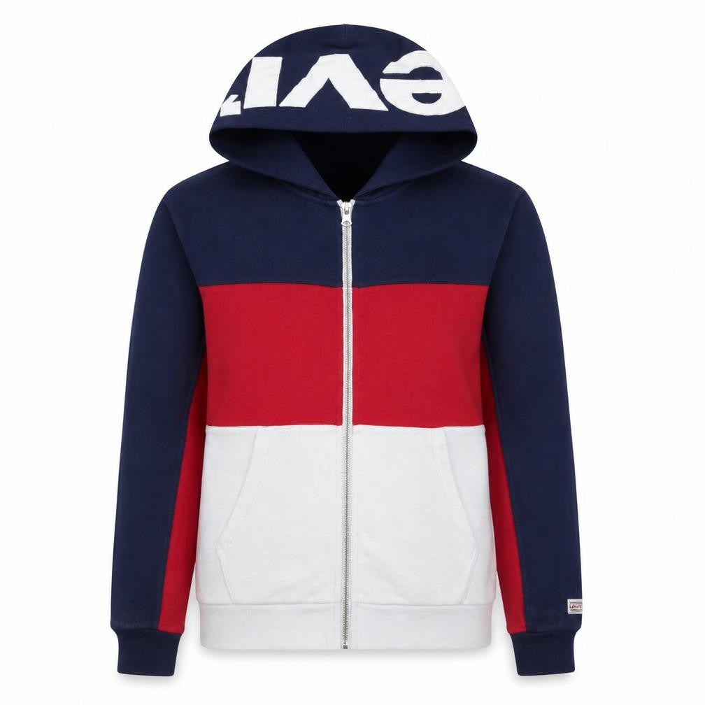 Levi's Womens Red Blue White Colourblock Full Zip Hoodie Size S
