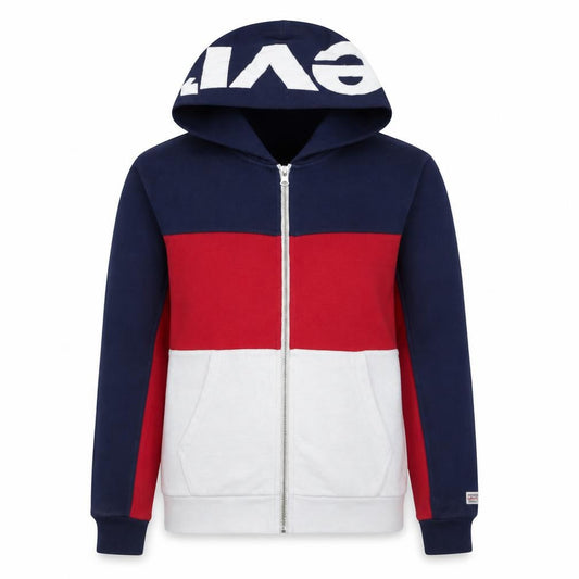 Levi's Womens Red Blue White Colourblock Full Zip Hoodie Size S