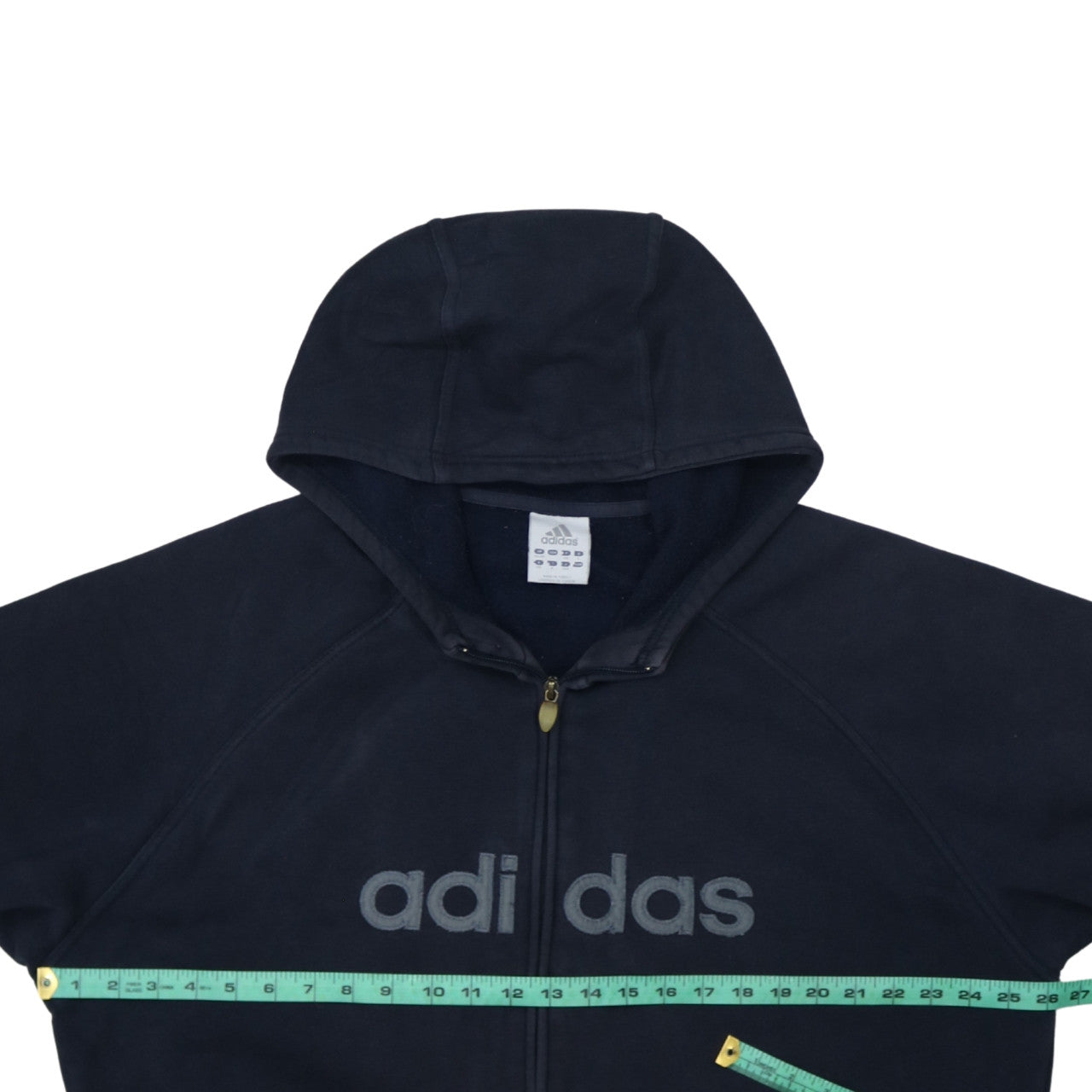 Adidas Men Blue Full Zip Fleece Hoodie 2XL Logo Sportswear