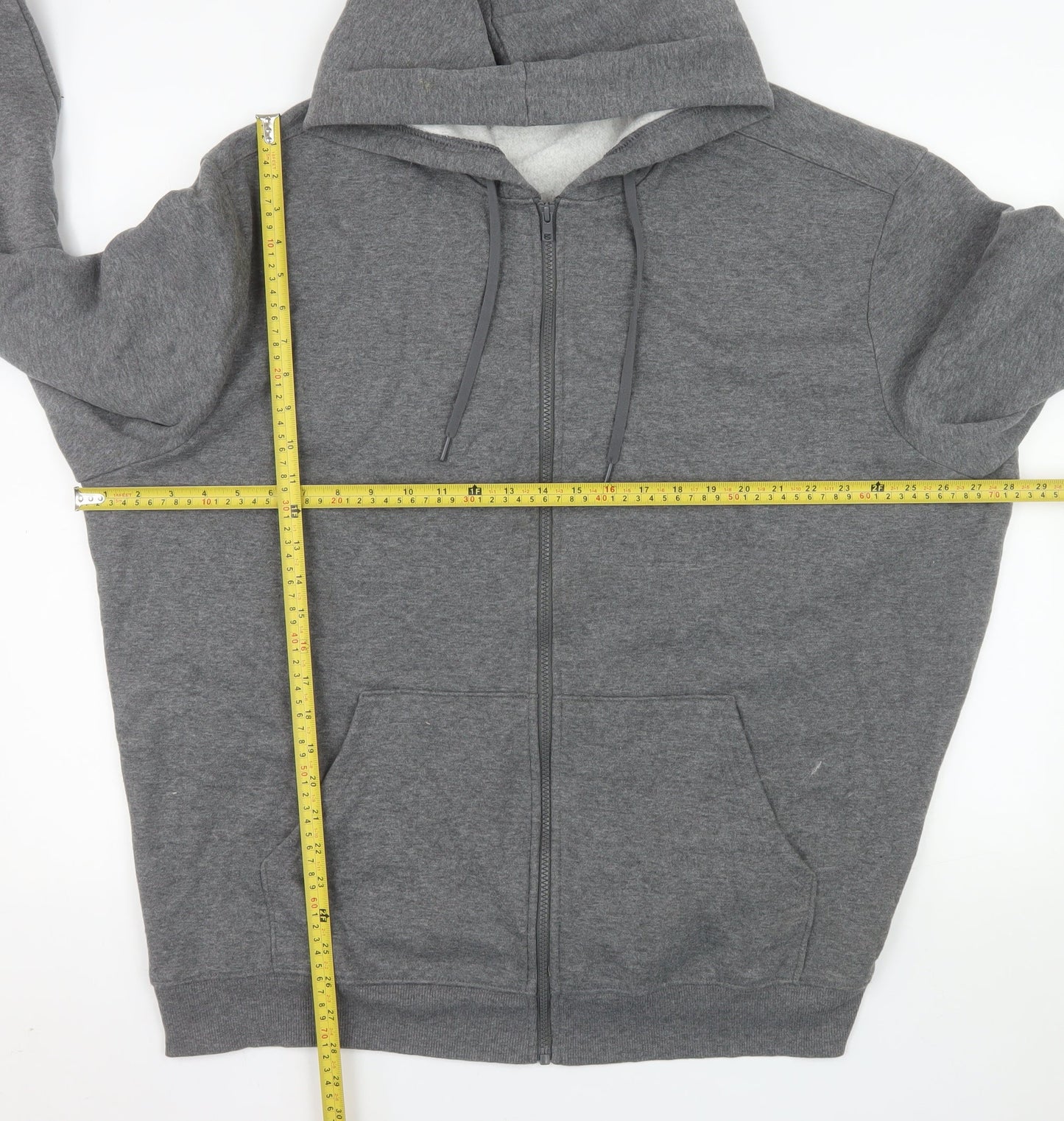 Athletic Works Men's Grey 3XL Full Zip Hooded Fleece Jacket