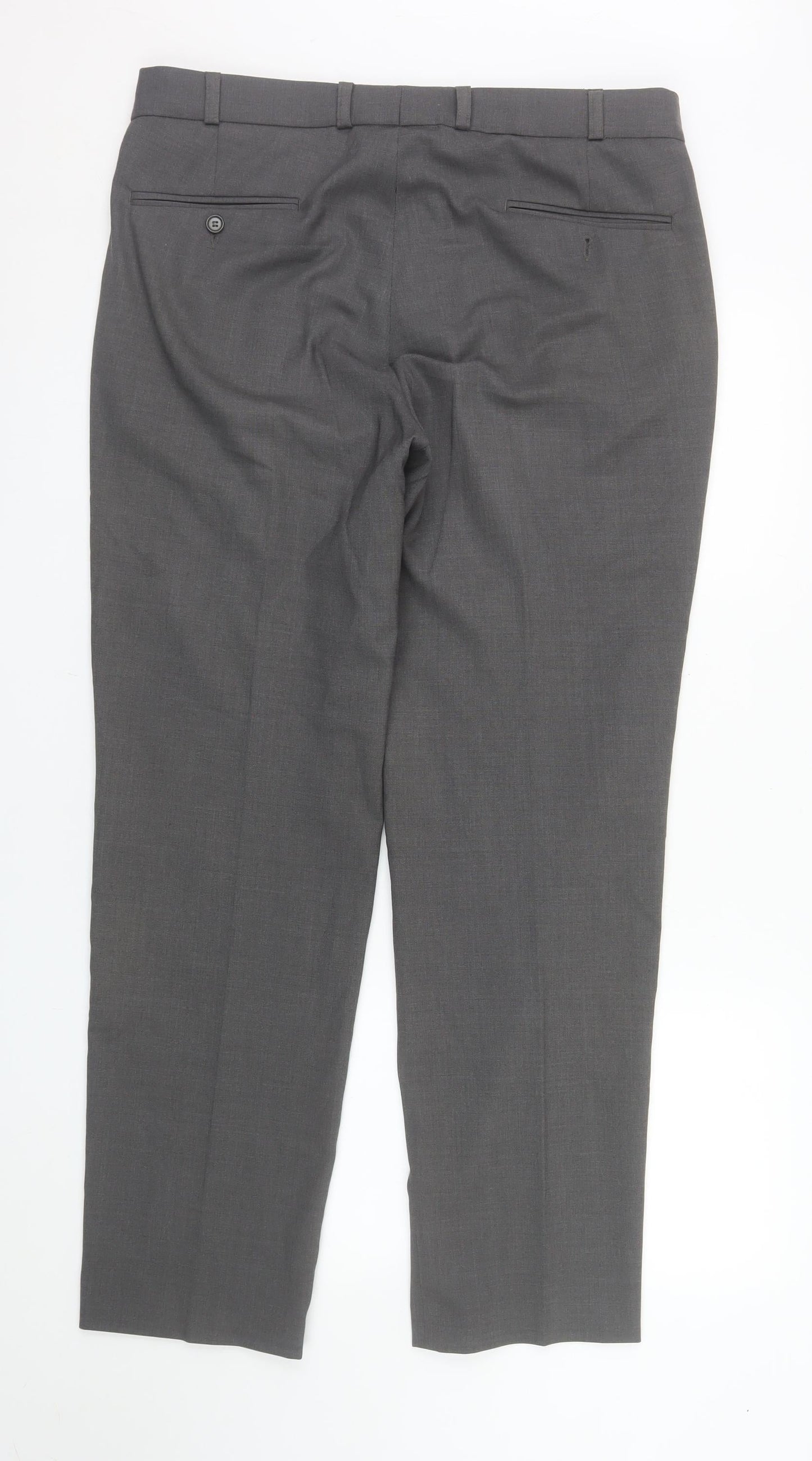 Robbie Mens Grey 36R Classic Fit Wool Blend Dress Trousers