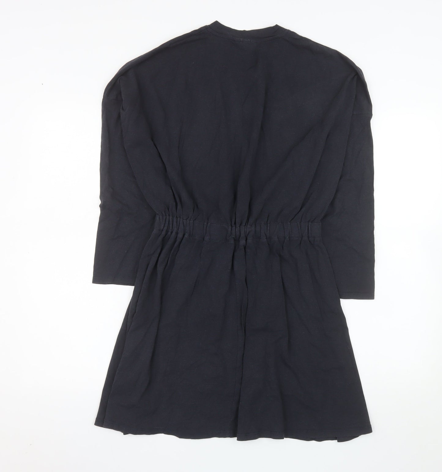Topshop Women's Black Crew Neck Long Sleeve T-Shirt Dress Size 8