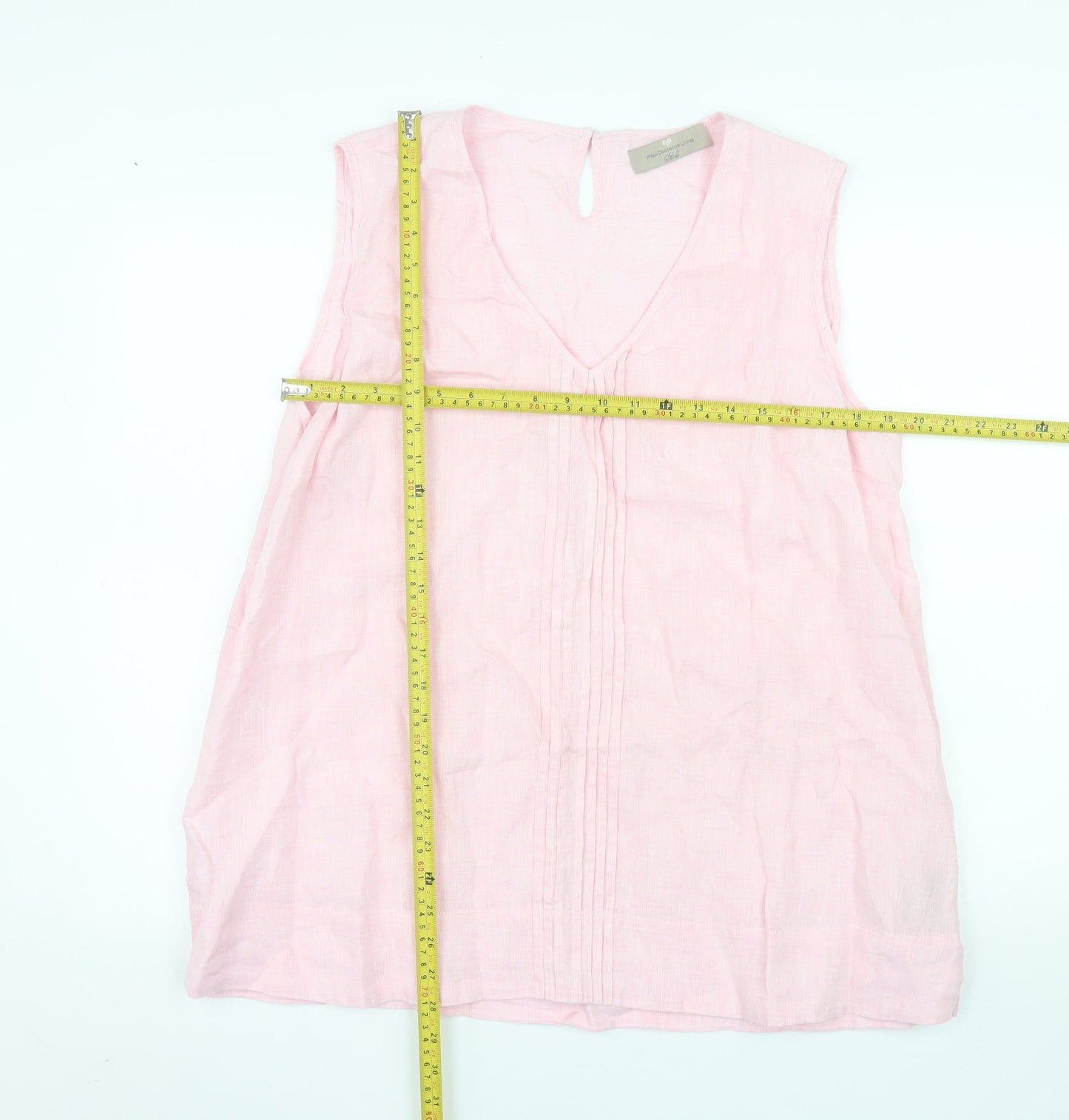 Paul Costelloe Living Women Pink Linen Sleeveless Blouse XL
