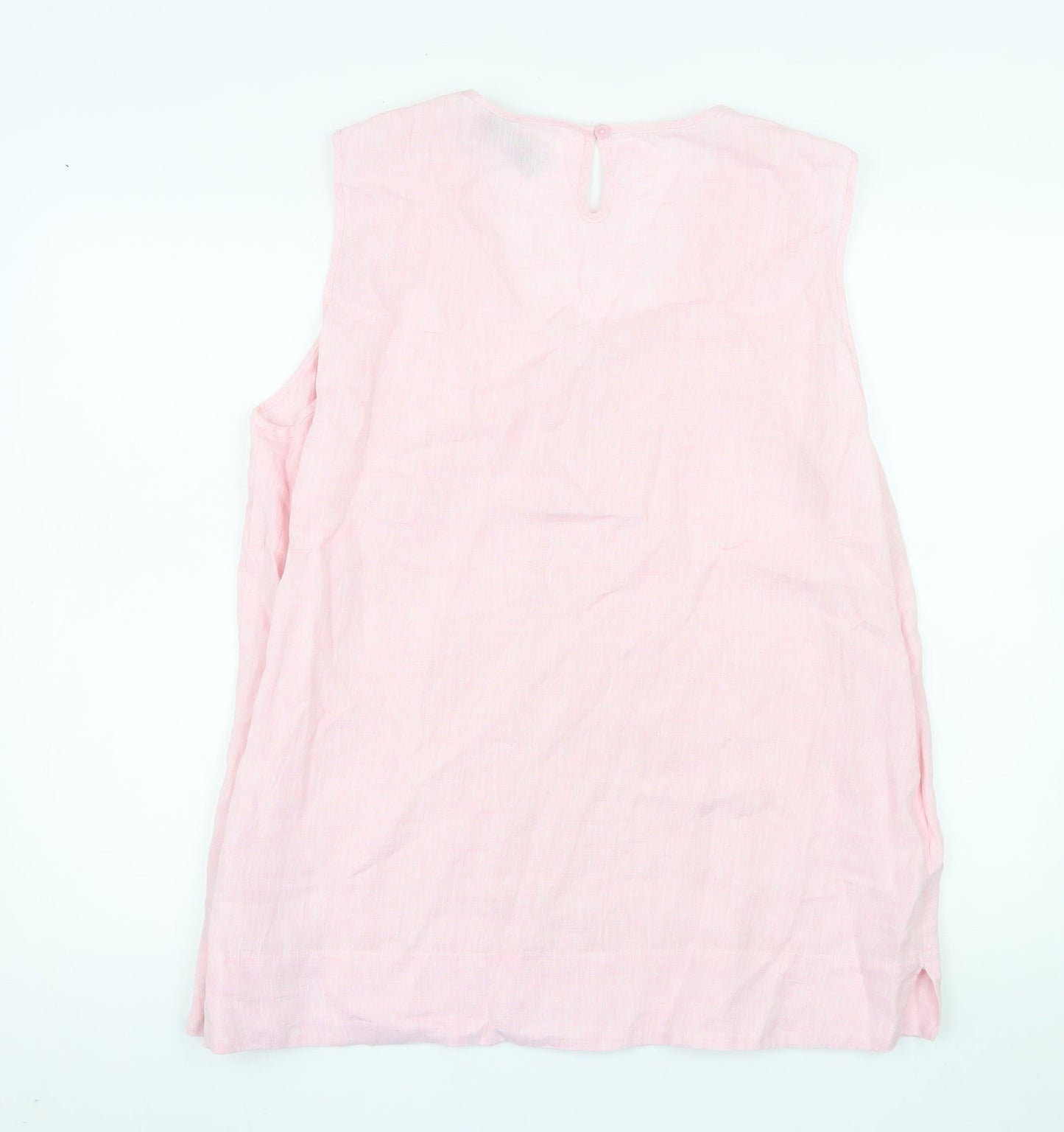 Paul Costelloe Living Women Pink Linen Sleeveless Blouse XL