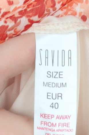Savida Women's Red Floral A-Line Short Dress Size 12