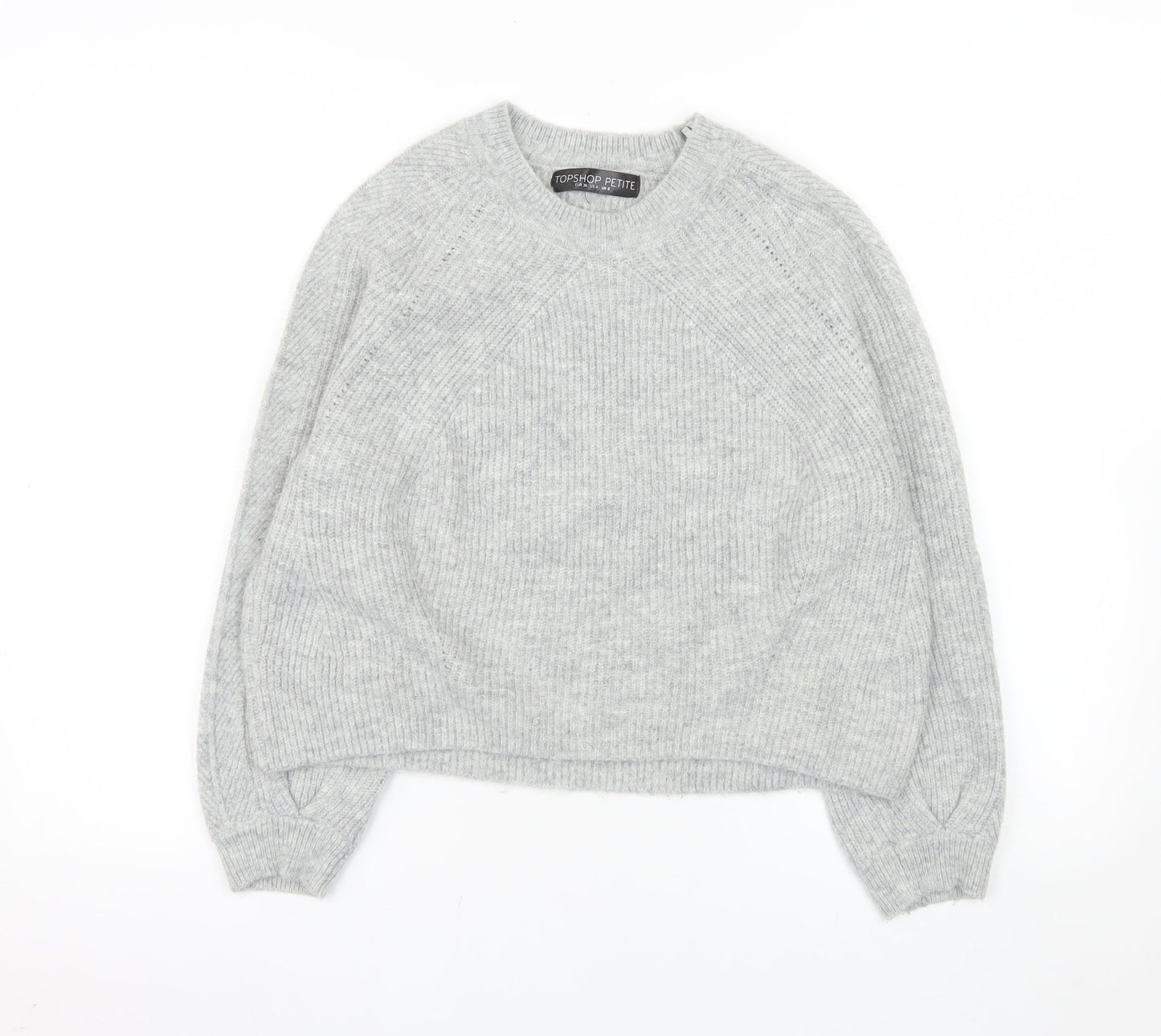 Topshop Petite Women’s Grey Crew Neck Knit Jumper UK 8