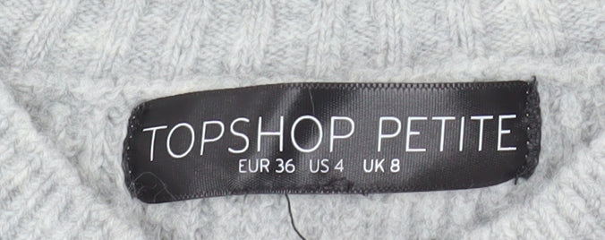 Topshop Petite Women’s Grey Crew Neck Knit Jumper UK 8
