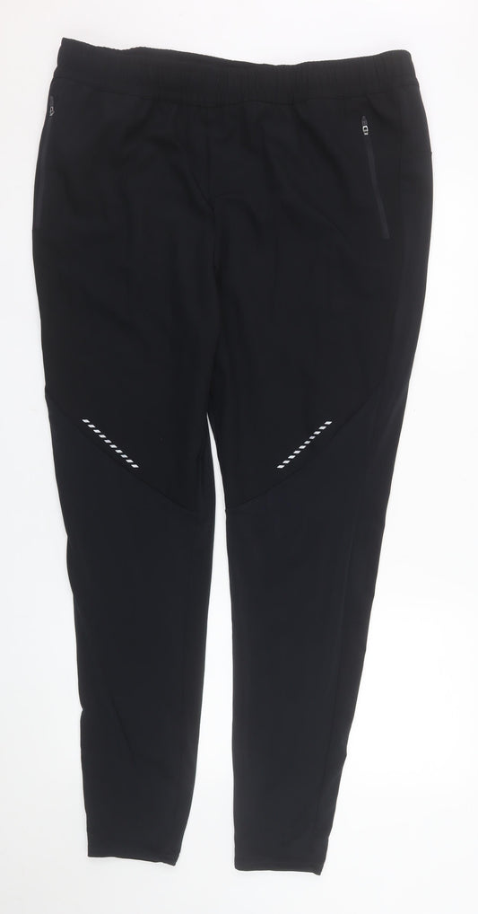 Crane Men's Black Jogger Softshell Activewear Trousers L Elastic Waist
