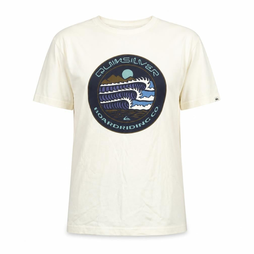 Quiksilver Unisex Ivory Cotton Graphic Surf T-Shirt Size 14