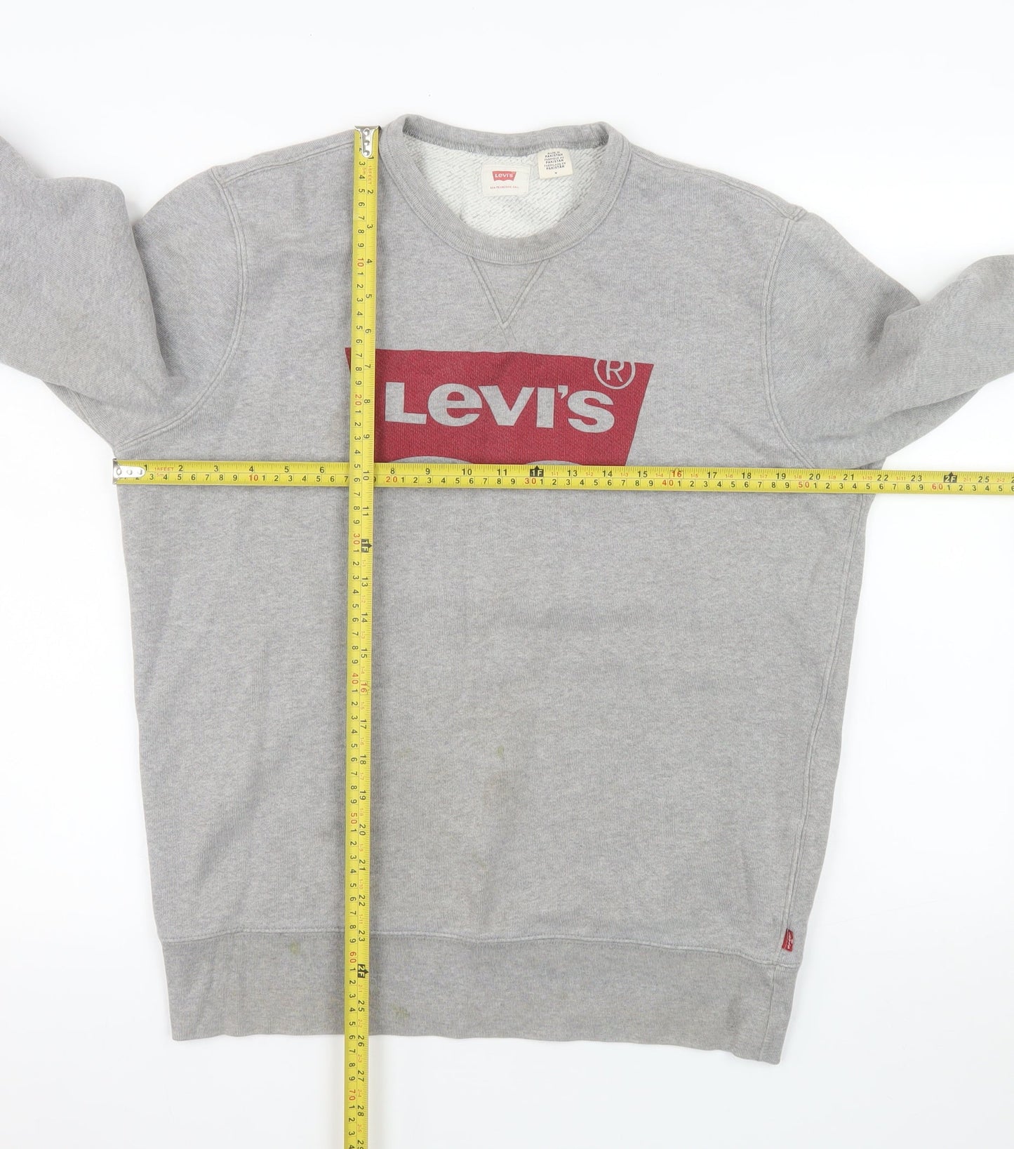 Levi's Mens Grey Logo Crew Neck Pullover Sweatshirt M