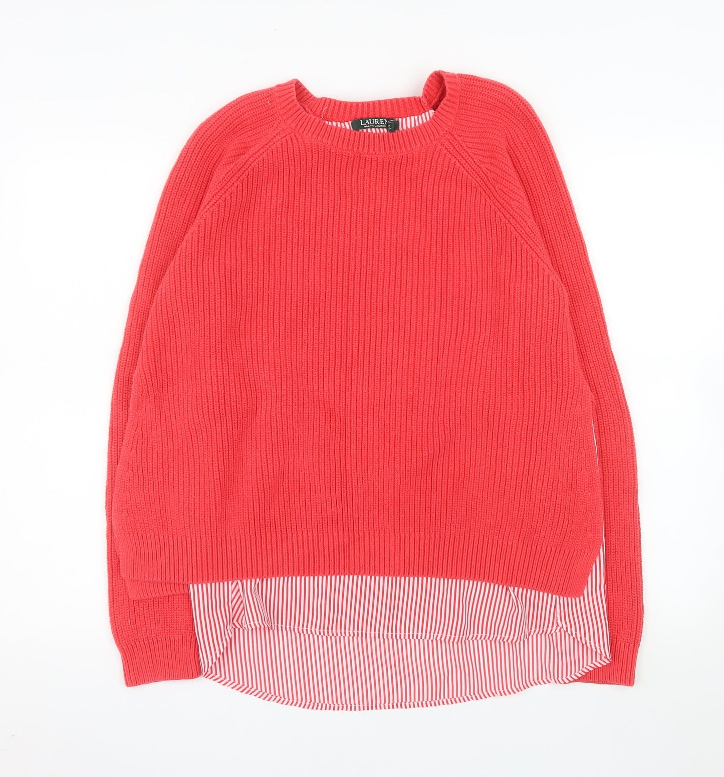 Lauren Ralph Lauren Women’s Red Cotton Crew Neck Knit Jumper L