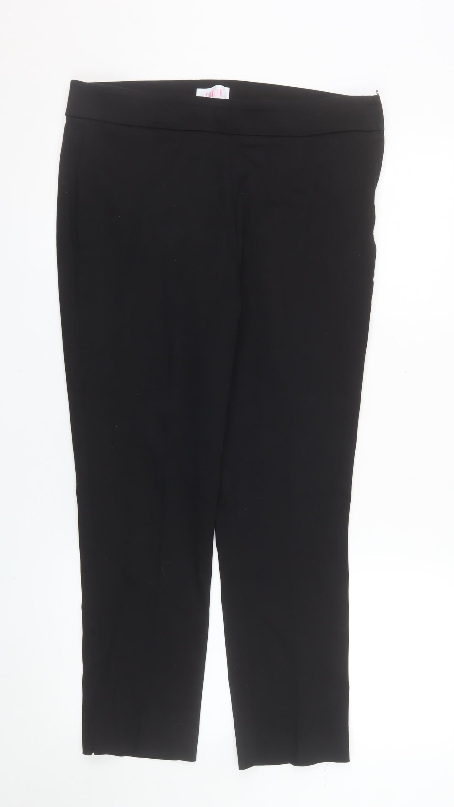 Savida Women's Black Size 14 Cropped Cotton Blend Trousers
