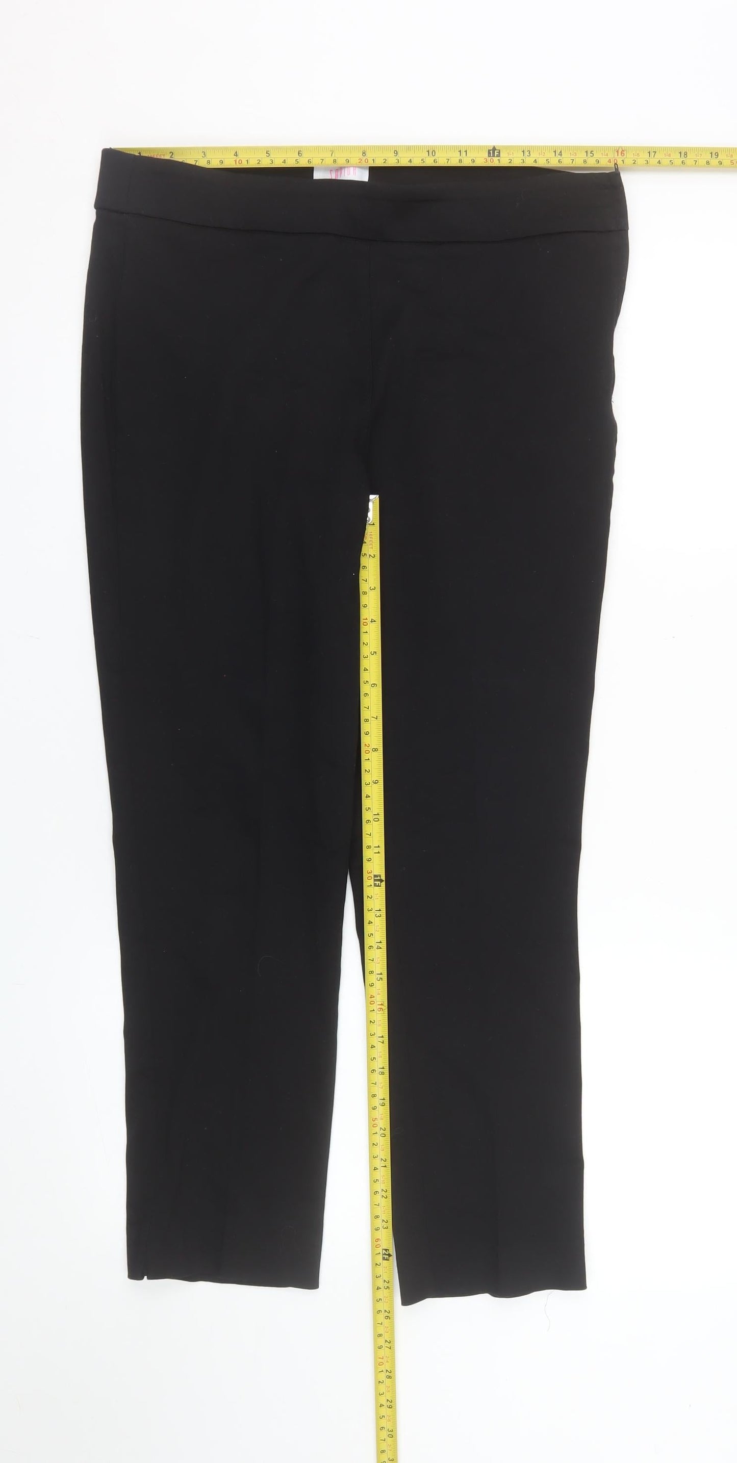 Savida Women's Black Size 14 Cropped Cotton Blend Trousers