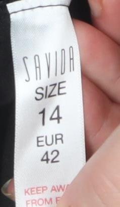 Savida Women's Black Size 14 Cropped Cotton Blend Trousers