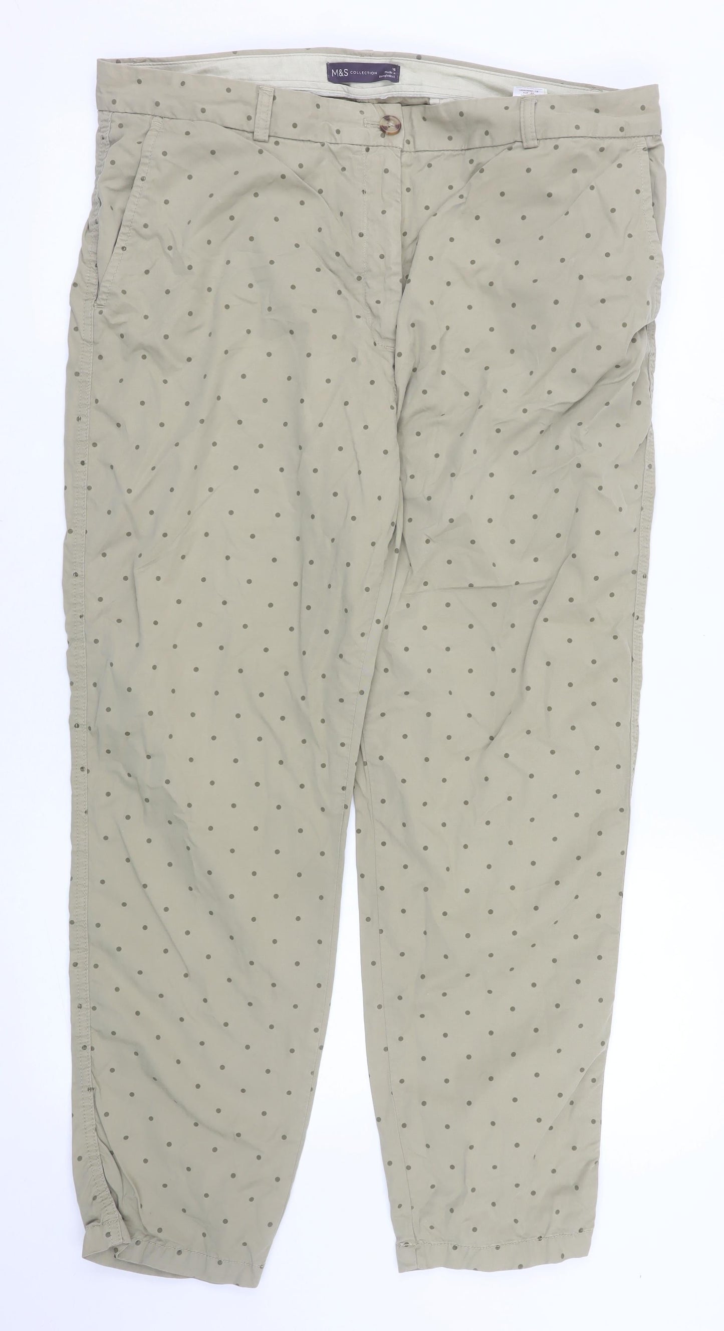 Marks and Spencer Women’s Beige Polka Dot Chino Trousers Size 16