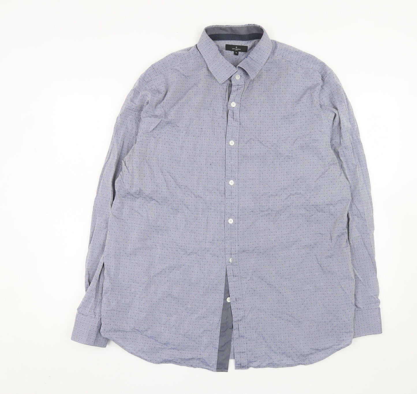 Jeff Banks London Men's Blue XL Long Sleeve Cotton Shirt