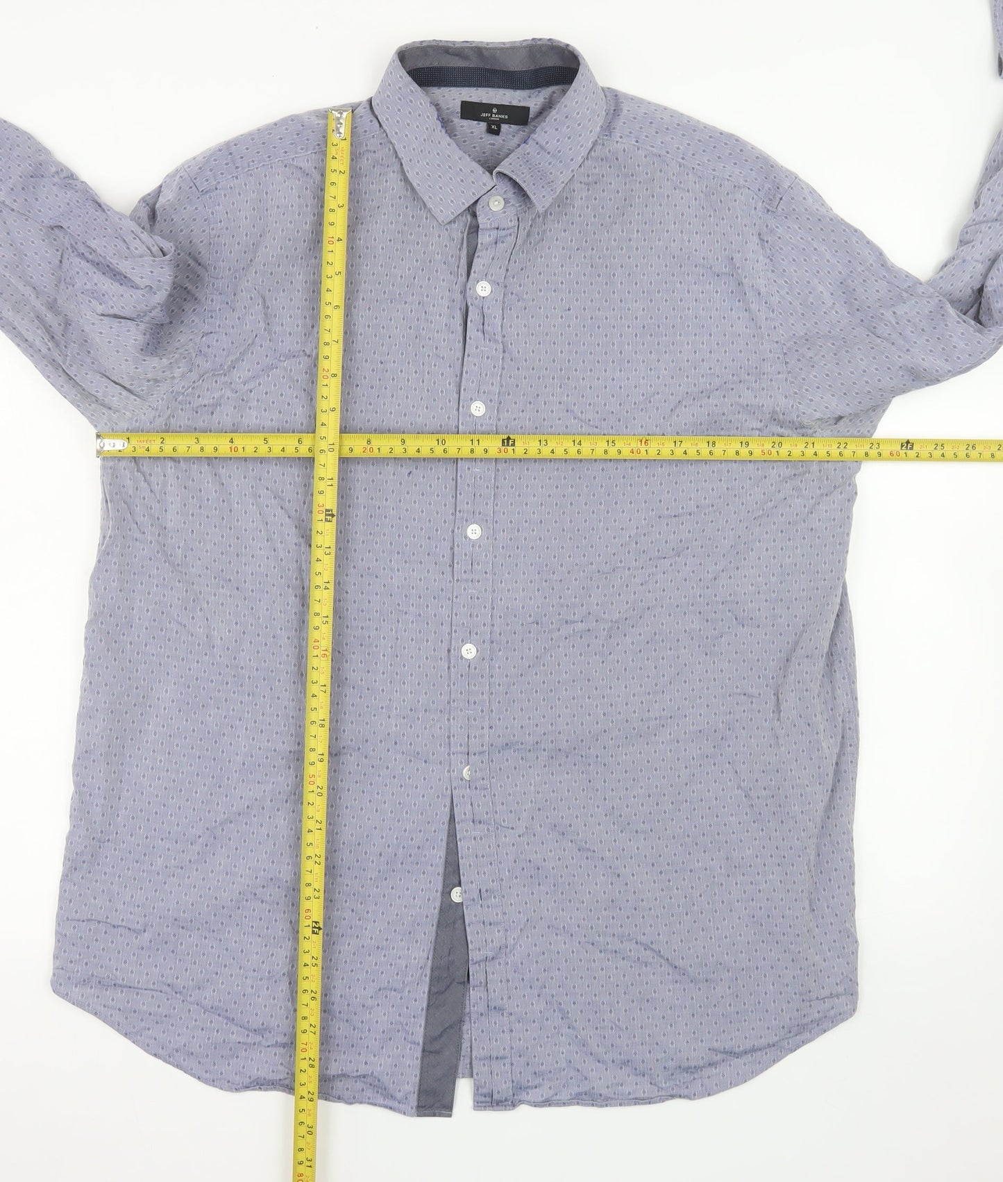 Jeff Banks London Men's Blue XL Long Sleeve Cotton Shirt