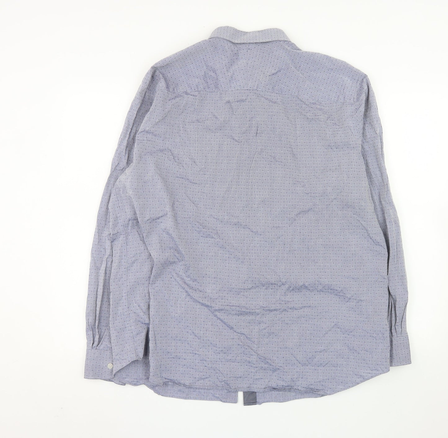 Jeff Banks London Men's Blue XL Long Sleeve Cotton Shirt