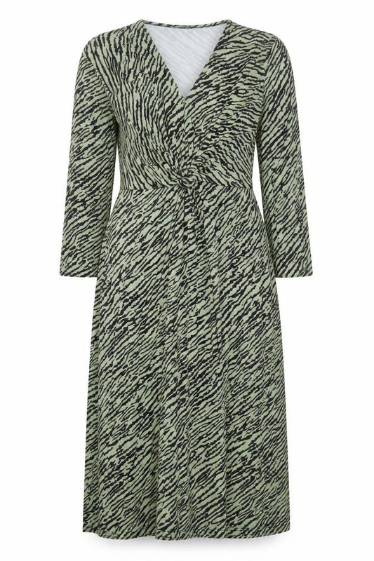 Pala D'Oro Women's Green Animal Print Midi Wrap Dress S