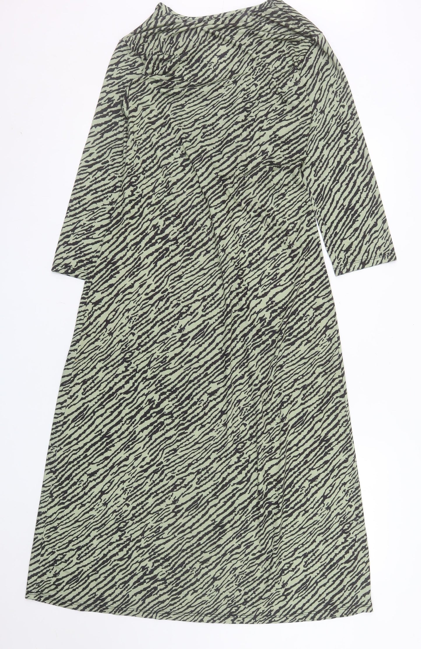 Pala D'Oro Women's Green Animal Print Midi Wrap Dress S