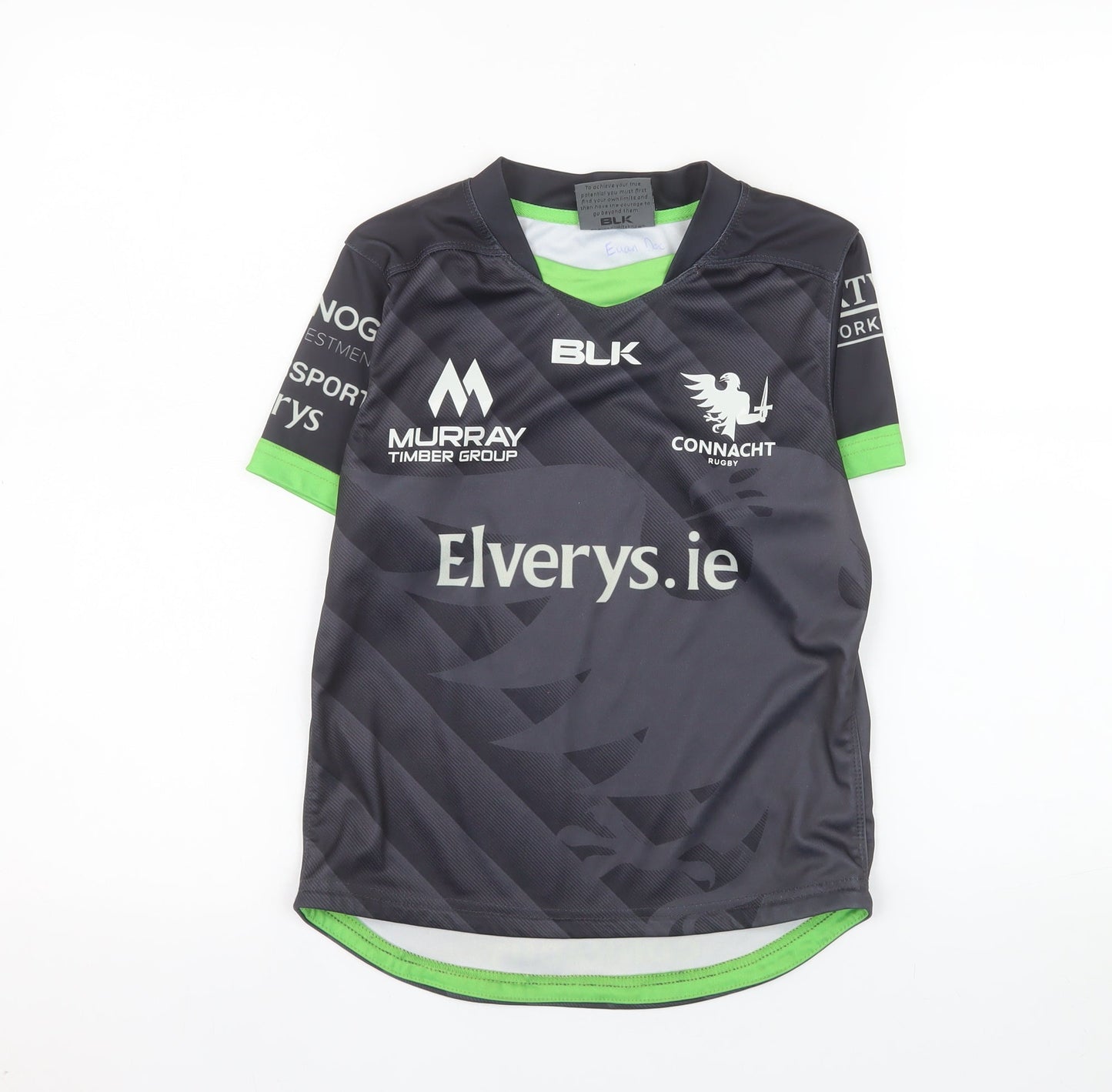 BLK Connacht Rugby Boys Black 8 Years Short Sleeve Jersey T-Shirt
