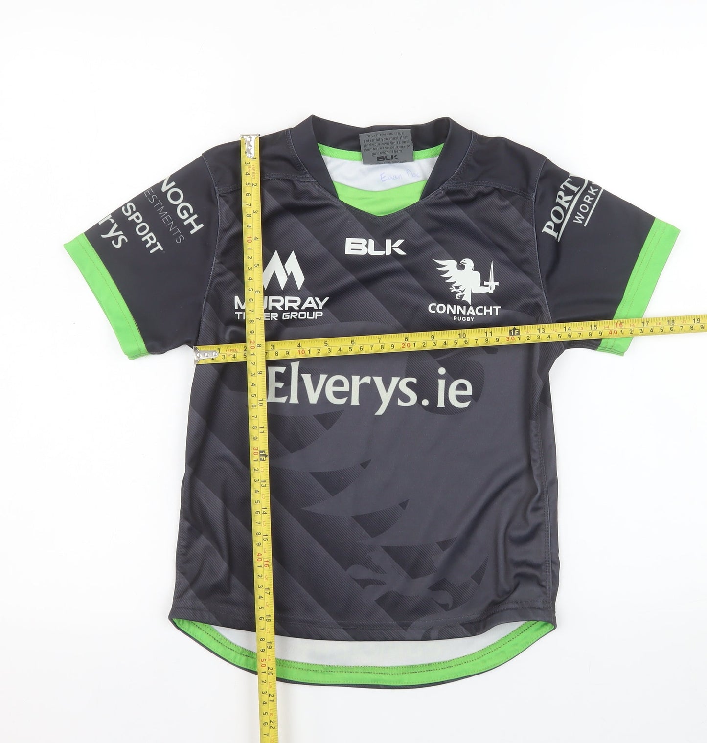 BLK Connacht Rugby Boys Black 8 Years Short Sleeve Jersey T-Shirt