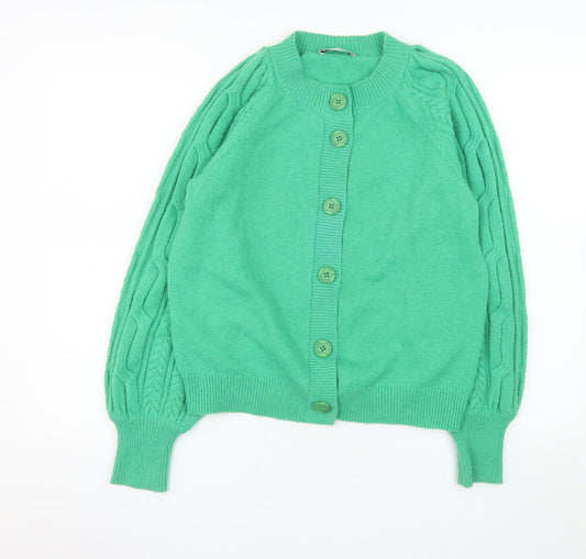 Gallery Women Green Cable Knit Button Cardigan Size 10