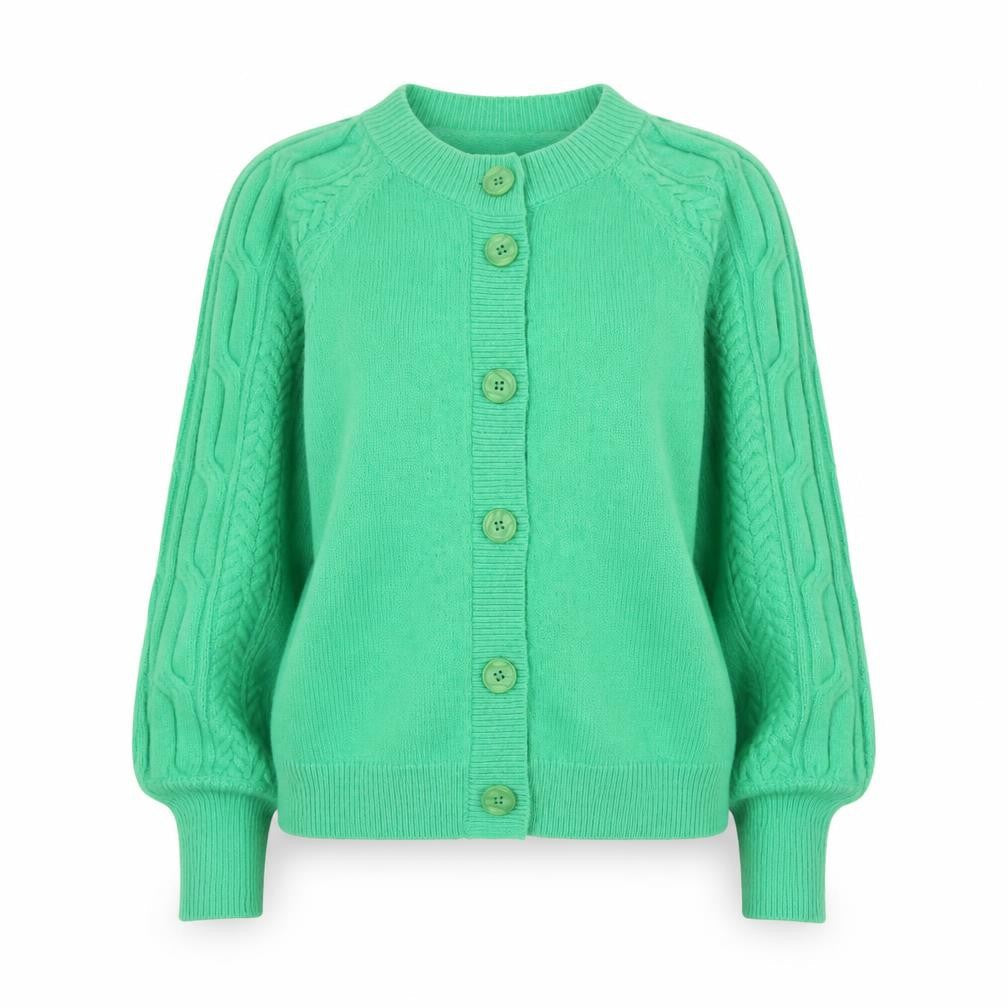 Gallery Women Green Cable Knit Button Cardigan Size 10