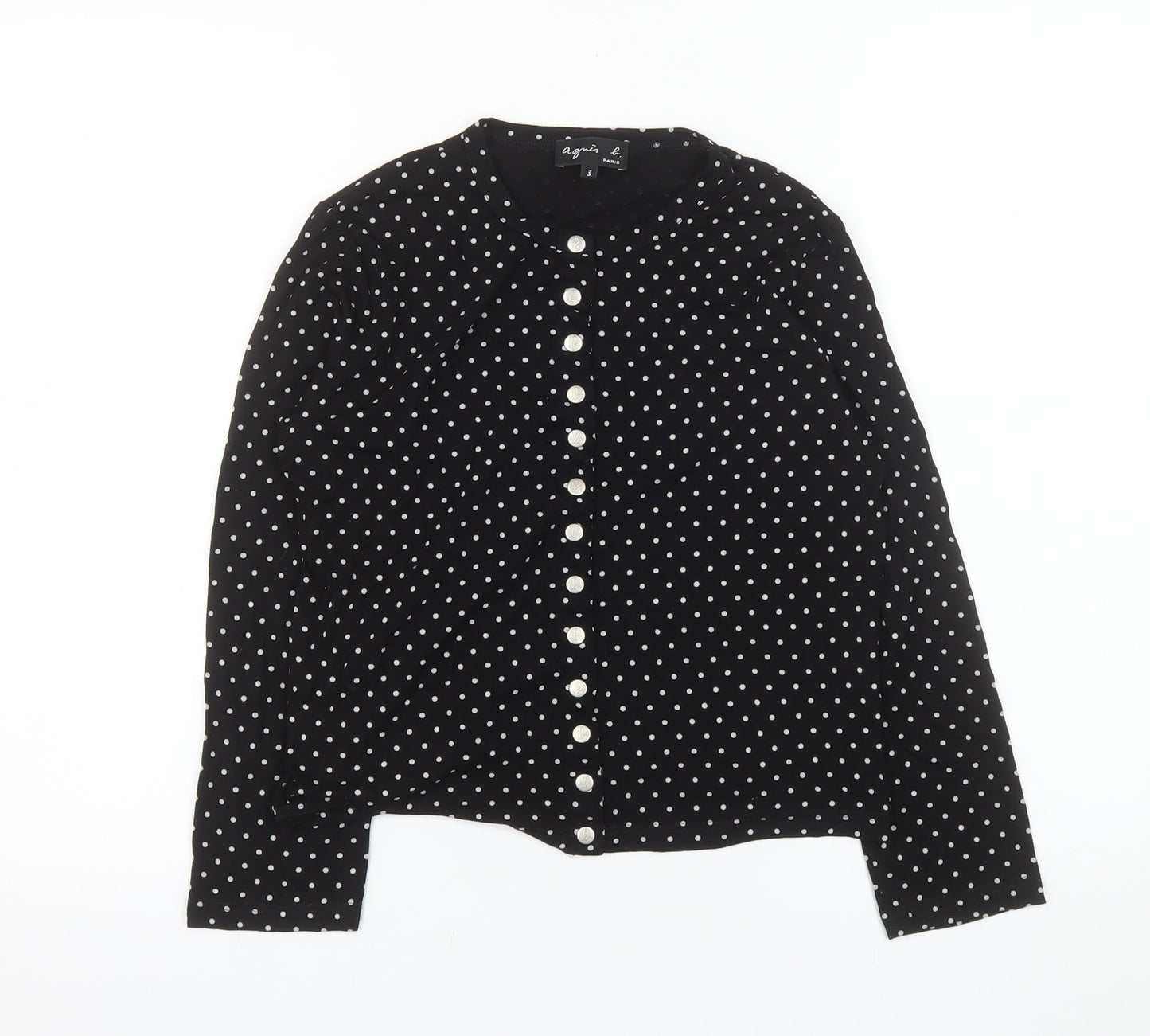 Agnès b. Women’s Black Polka Dot Button-Up Jersey Shirt Size M