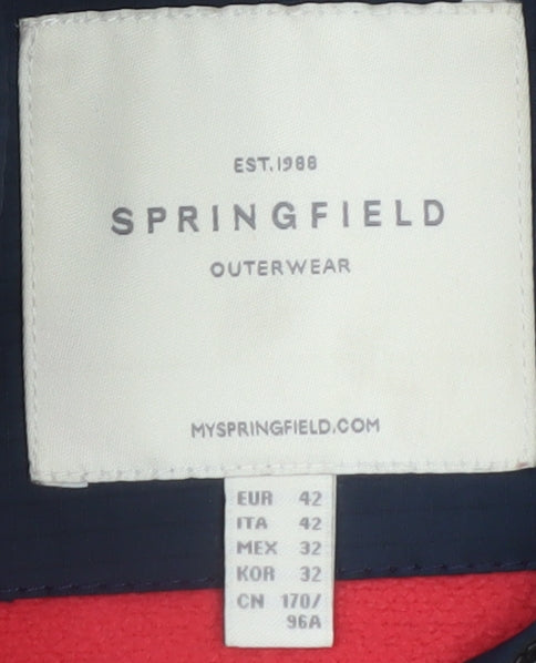 Springfield Men's Blue Hooded Waterproof Parka Jacket Size M