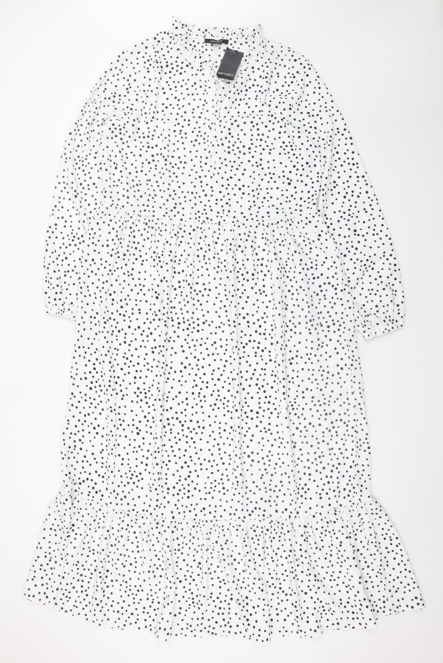 Esmara Women White Polka Dot Midi Shift Dress Size 8